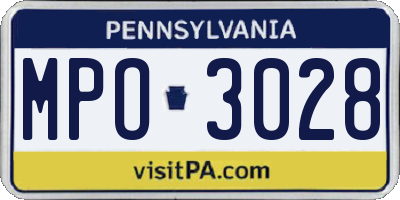 PA license plate MPO3028