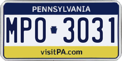 PA license plate MPO3031