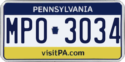 PA license plate MPO3034