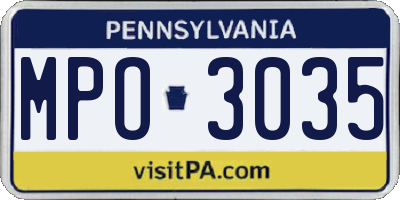 PA license plate MPO3035