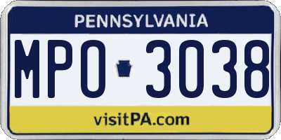 PA license plate MPO3038