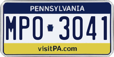 PA license plate MPO3041