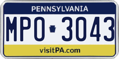 PA license plate MPO3043