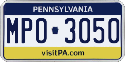 PA license plate MPO3050
