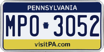 PA license plate MPO3052