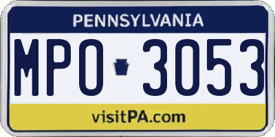 PA license plate MPO3053