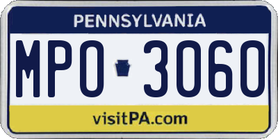 PA license plate MPO3060