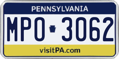 PA license plate MPO3062