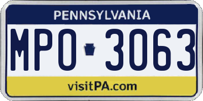 PA license plate MPO3063