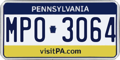 PA license plate MPO3064