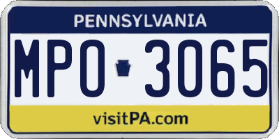 PA license plate MPO3065