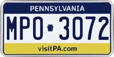 PA license plate MPO3072