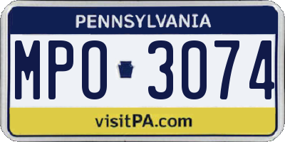 PA license plate MPO3074