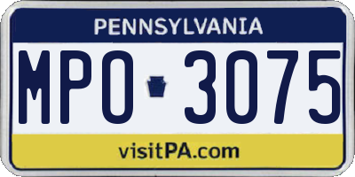 PA license plate MPO3075