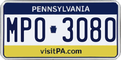 PA license plate MPO3080