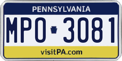 PA license plate MPO3081