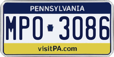 PA license plate MPO3086
