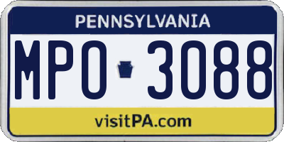 PA license plate MPO3088