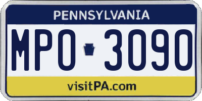 PA license plate MPO3090