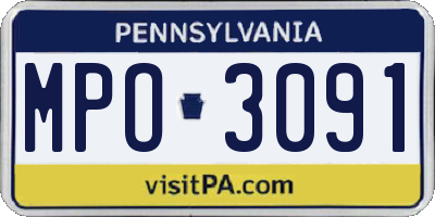 PA license plate MPO3091