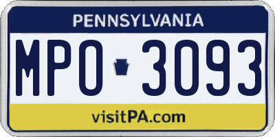 PA license plate MPO3093