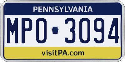PA license plate MPO3094