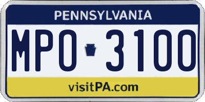PA license plate MPO3100