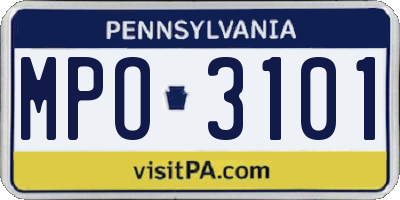 PA license plate MPO3101