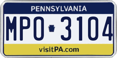 PA license plate MPO3104