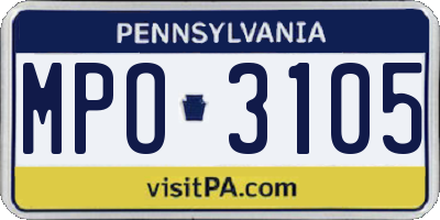 PA license plate MPO3105