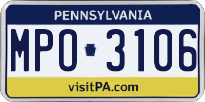 PA license plate MPO3106