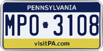 PA license plate MPO3108