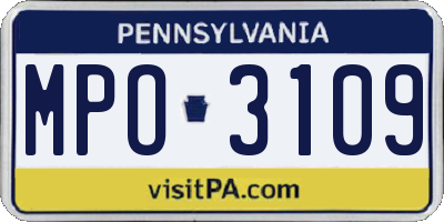 PA license plate MPO3109