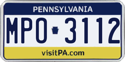 PA license plate MPO3112