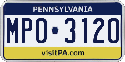 PA license plate MPO3120