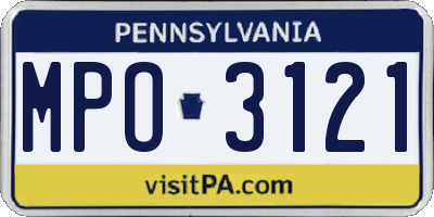 PA license plate MPO3121