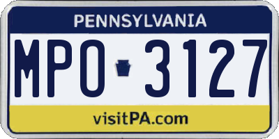 PA license plate MPO3127