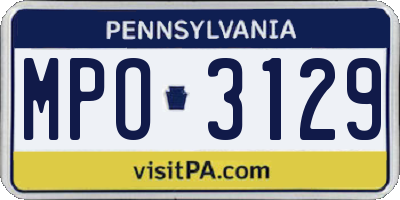 PA license plate MPO3129