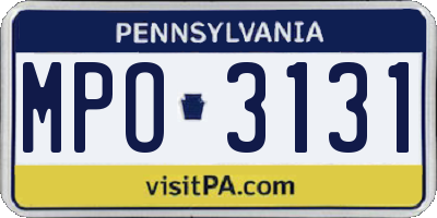PA license plate MPO3131