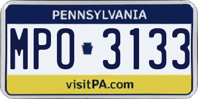 PA license plate MPO3133