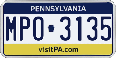 PA license plate MPO3135
