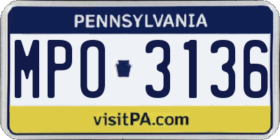 PA license plate MPO3136
