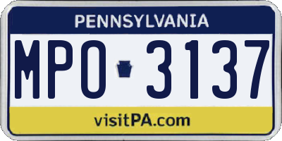 PA license plate MPO3137