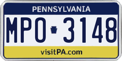 PA license plate MPO3148