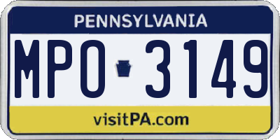 PA license plate MPO3149