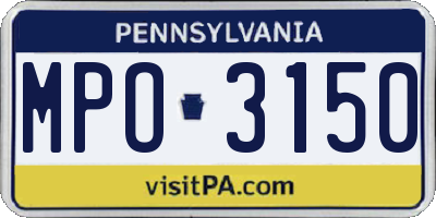 PA license plate MPO3150