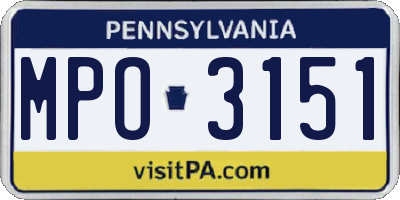 PA license plate MPO3151