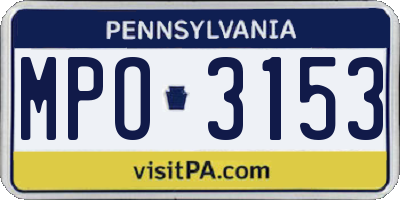 PA license plate MPO3153