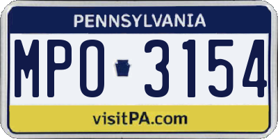 PA license plate MPO3154