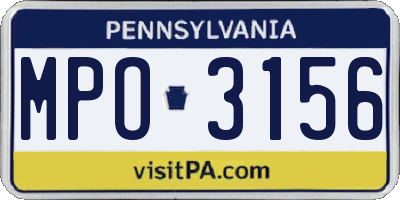 PA license plate MPO3156